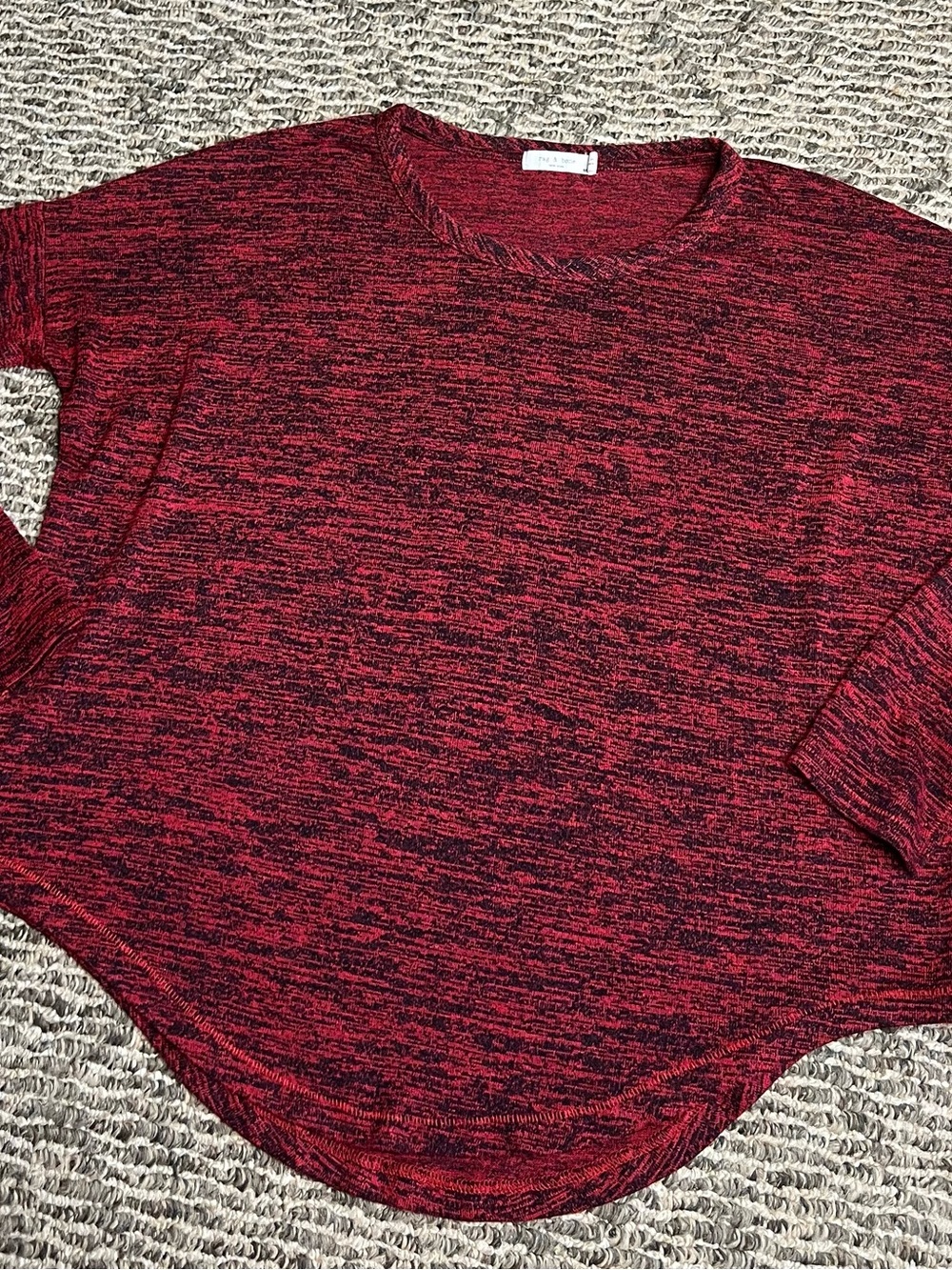 rag & bone Red Heathered Long Sleeve Crew Top